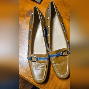 Cole Haan Brown Leather Heels with Blue Trim